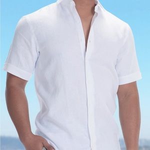 Bradford Italian linen short sleeve white